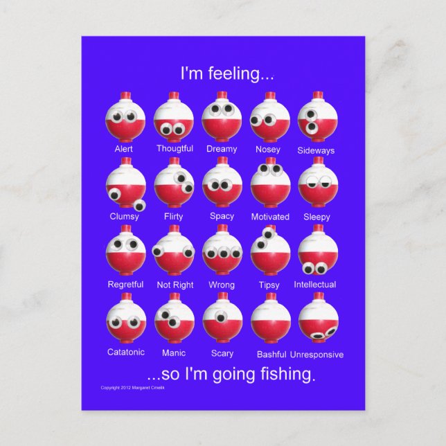 AngelBobber, Funny Fishing Moods, Emotionen Postkarte (Vorderseite)