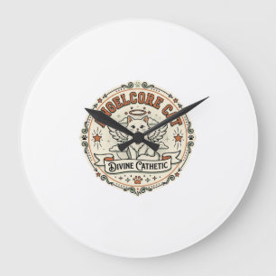 Angelcore Katze Angelcore Katze Vintage Vektor Kun Große Wanduhr