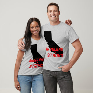 ANGELENO STRONG Red Blk CA Solid Heart T-Shirt