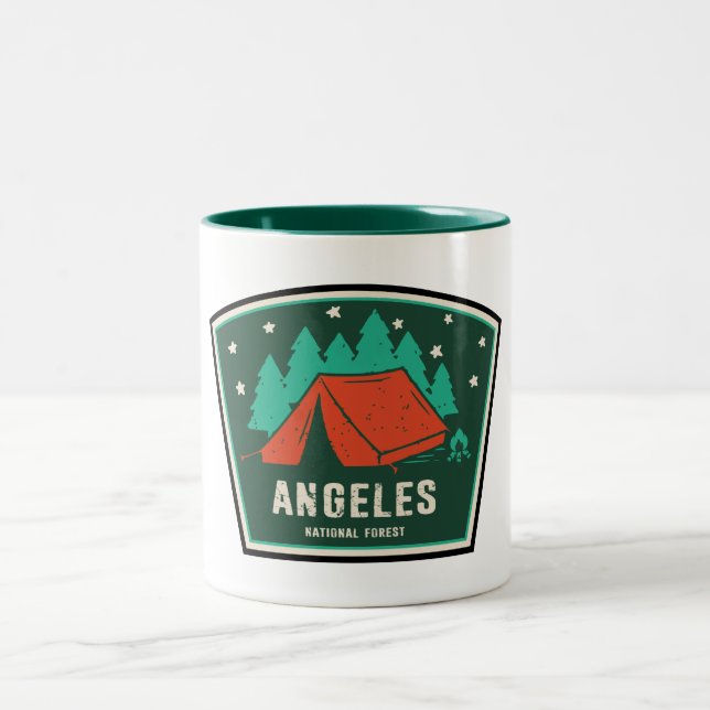 Angeles National Forest Camping Zweifarbige Tasse (Mittel)