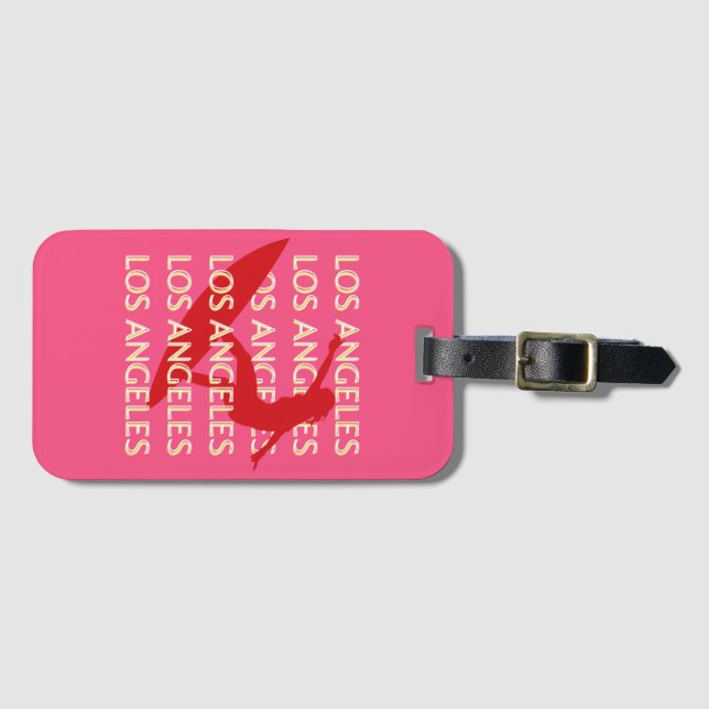 Angeles Travel Art, Kalifornien, Travel Art, Pink Gepäckanhänger (Vorderseite (Horizontal))