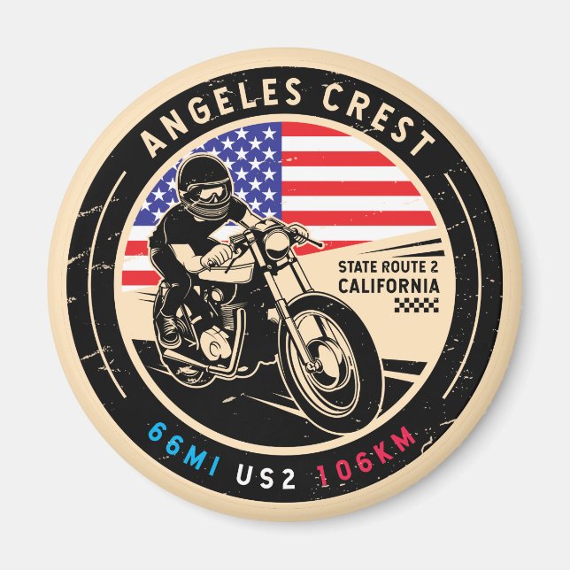 Angeles Wappen Highway California Motorrad Magnet (Vorne)