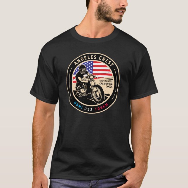 Angeles Wappen Highway California Motorrad T-Shirt (Vorderseite)