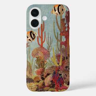Angelfische auf Korallen, Vintage tropische Fische iPhone 16 Hülle