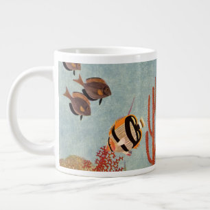 Angelfische auf Korallen, Vintage tropische Fische Jumbo-Tasse