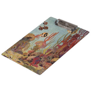 Angelfische auf Korallen, Vintage tropische Fische Klemmbrett