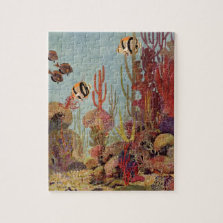 Angelfische auf Korallen, Vintage tropische Fische Puzzle