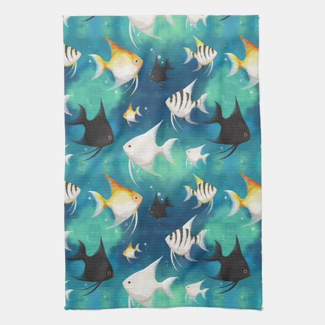 Angelfish Aquarium Pattern Geschirrtuch (Vertikal)