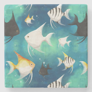 Angelfish Aquarium Pattern Steinuntersetzer