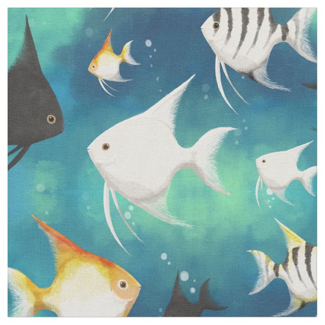 Angelfish Aquarium Pattern Stoff (Nahaufnahme)