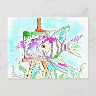 Angelfish Artist Painting Postkarte