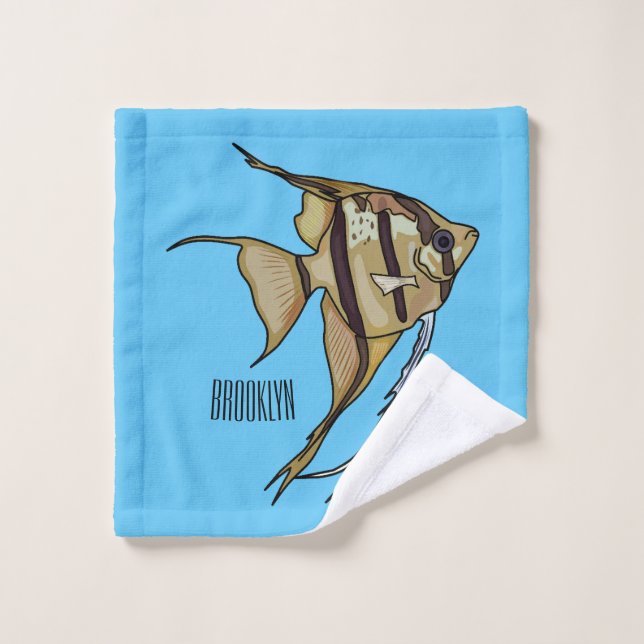 Angelfish Cartoon Illustration Badhandtuch Set (Waschlappen)