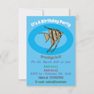 Angelfish Cartoon Illustration Einladung