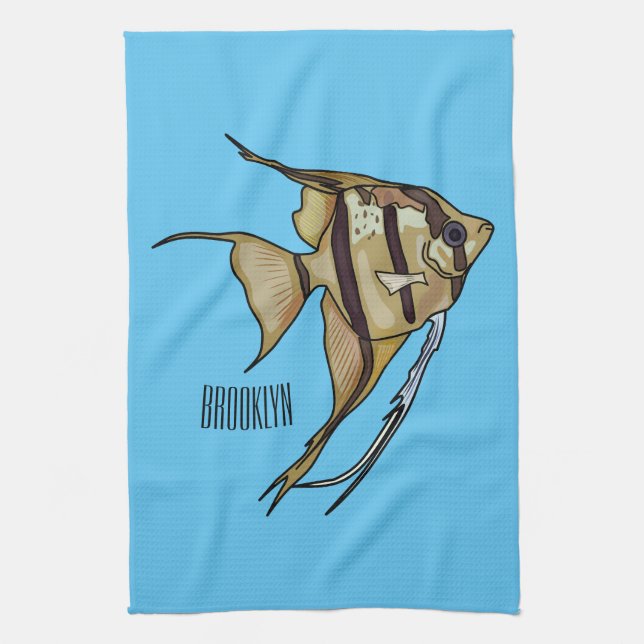Angelfish Cartoon Illustration Geschirrtuch (Vertikal)