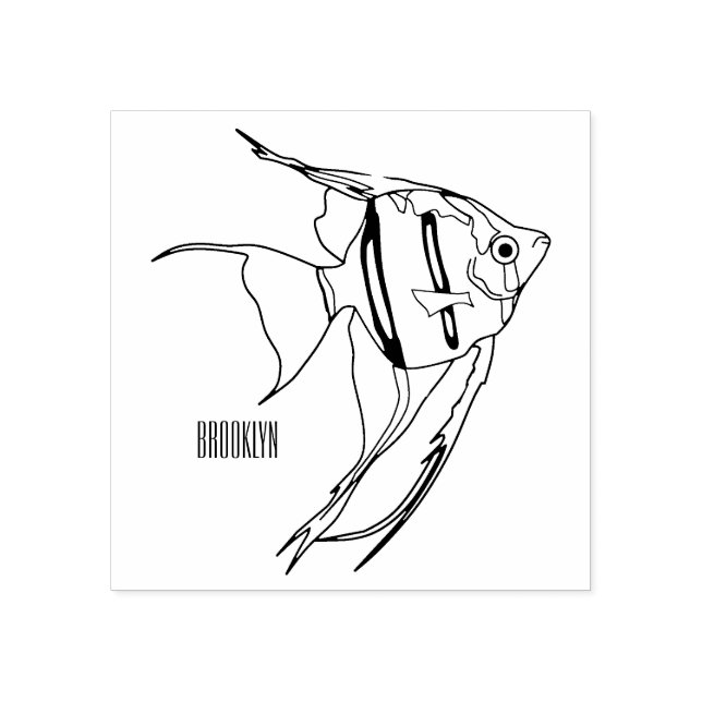 Angelfish Cartoon Illustration Gummistempel (Prägung)