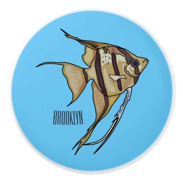 Angelfish Cartoon Illustration Keramikknauf (Vorderseite)