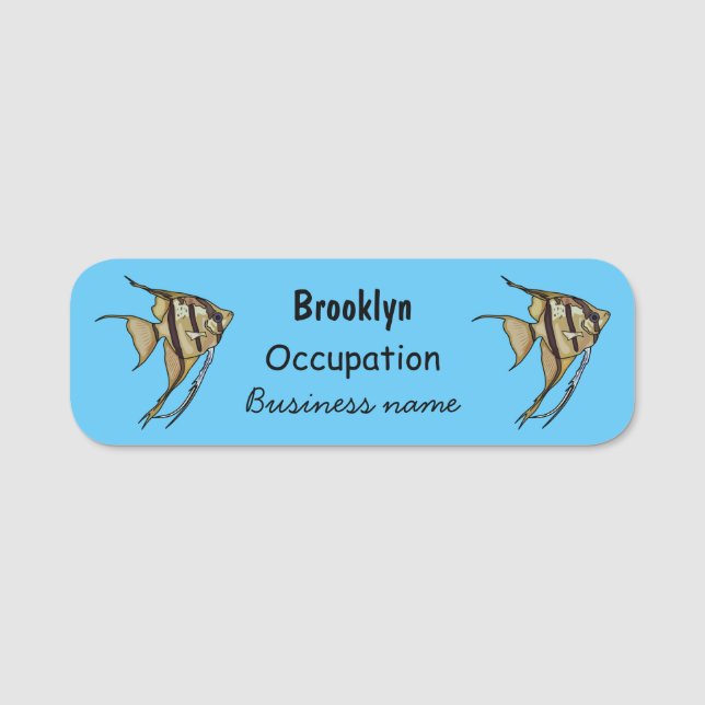 Angelfish Cartoon Illustration Namensschild (Vorderseite)