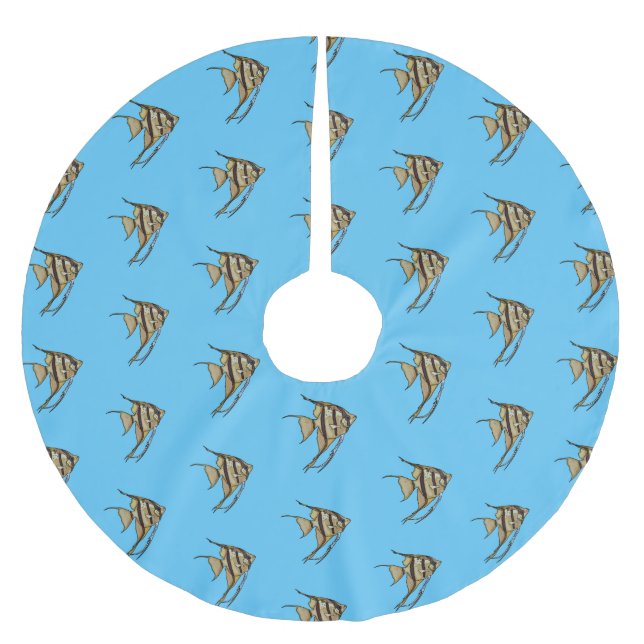 Angelfish Cartoon Illustration Polyester Weihnachtsbaumdecke (Vorderseite)
