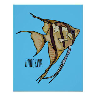 Angelfish Cartoon Illustration Poster