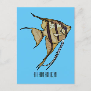 Angelfish Cartoon Illustration Postkarte