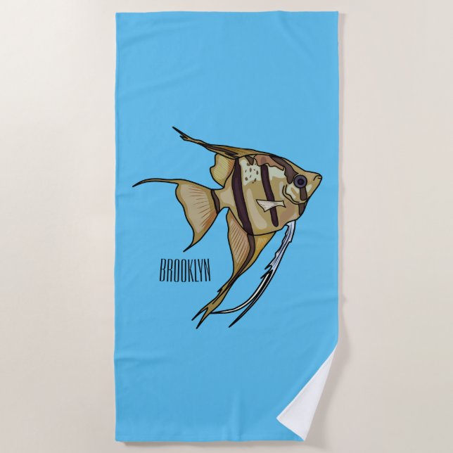 Angelfish Cartoon Illustration Strandtuch (Vorderseite)