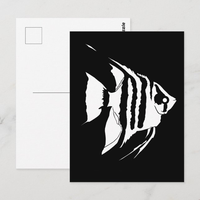 Angelfish. Schwarz und Weiß. Monochrom Postkarte (Vorne/Hinten)