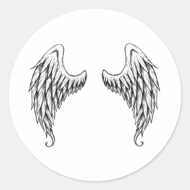 Angelflügel Runder Aufkleber (Vorderseite)