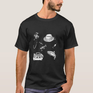 Angelgeräte Liste Rolle Köder Barsch Angelrute Mem T-Shirt