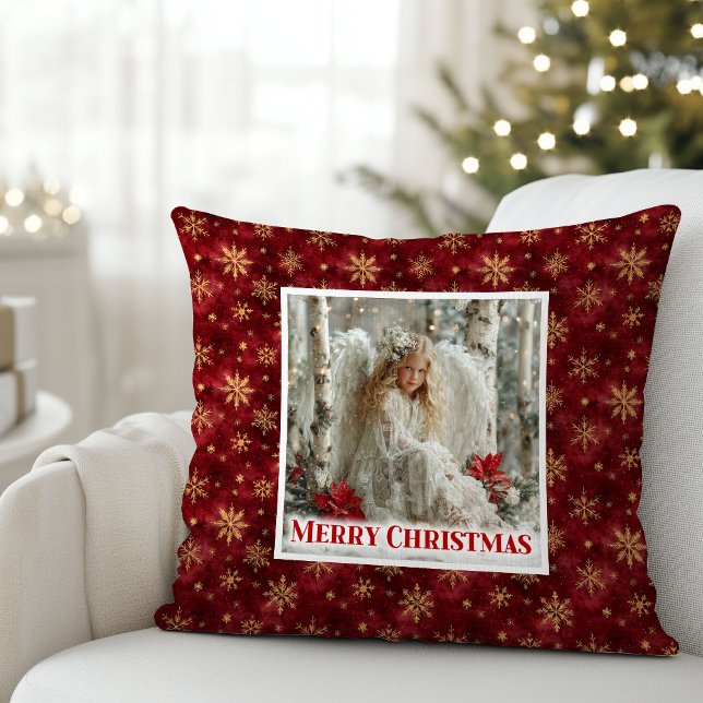 Angelic Angel Poinsettia Red Gold Custom Christmas Kissen (Angelic Angel Poinsettia Red Gold Custom Christmas Pillow

)