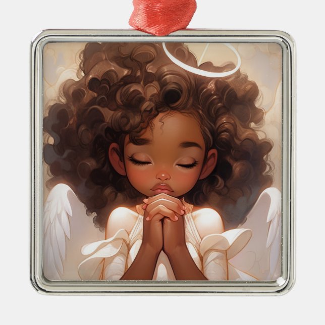 Angelic Black Engel Christmas Delight Ornament Aus Metall (Vorne)