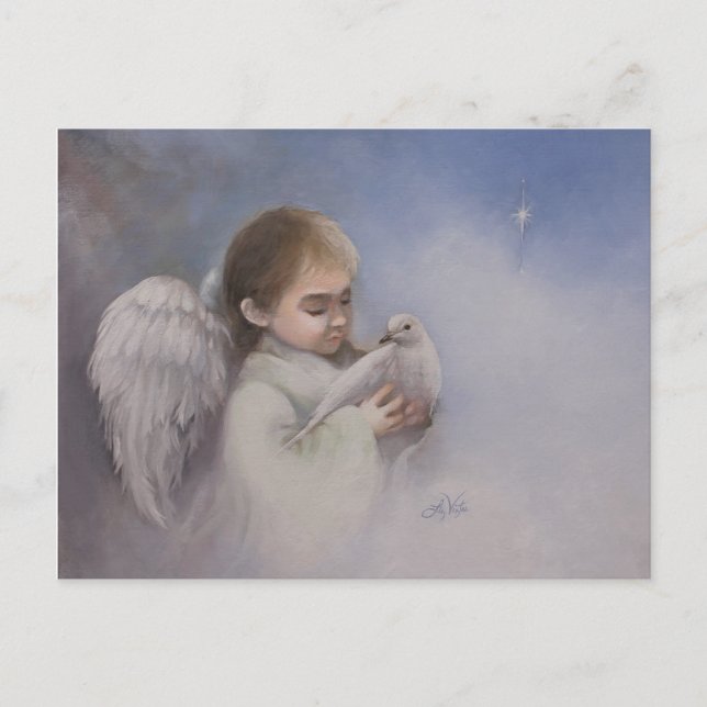 Angelic Blessings Feiertagspostkarte (Vorderseite)