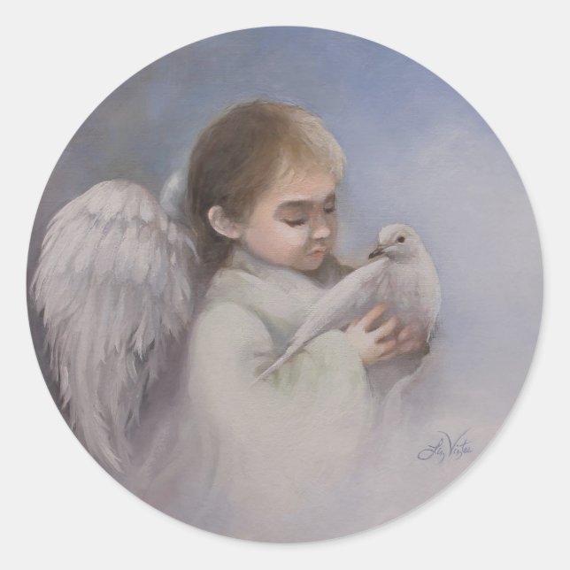 Angelic Blessings Runder Aufkleber (Vorderseite)