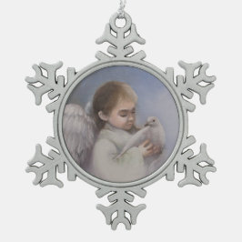 Angelic Blessings Schneeflocken Zinn-Ornament