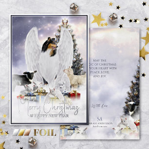 Angelic Christmas Eve, Tricolor Collie Angel - Folien Feiertagskarte