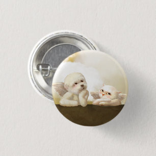 Angelic Dog und Cat on Cloud Button