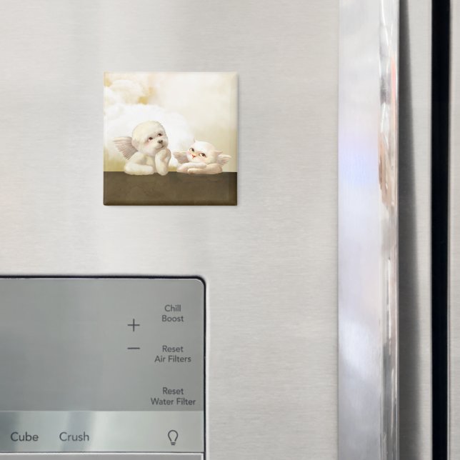 Angelic Dog und Cat on Cloud Magnet (In Situ (Kühlschrank))