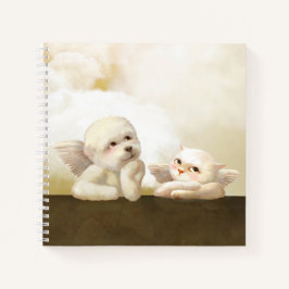 Angelic Dog und Cat on Cloud Notizbuch