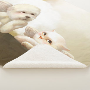 Angelic Dog und Cat on Cloud Sherpadecke