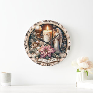 Angelic Glow" - Friedliche Weihnachtsmauer Große Wanduhr