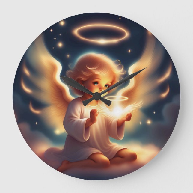 Angelic Glow Wall Clock Große Wanduhr (Vorderseite)