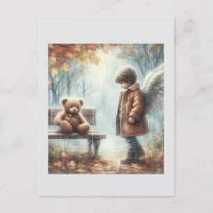 Angelic Junge mit Teddy Bear Postkarte