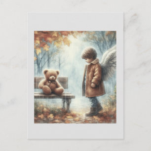 Angelic Junge mit Teddy Bear Postkarte