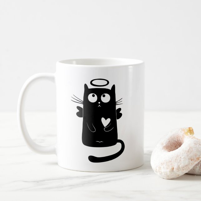 Angelic Kitty Black Tasse (Mit Donut)