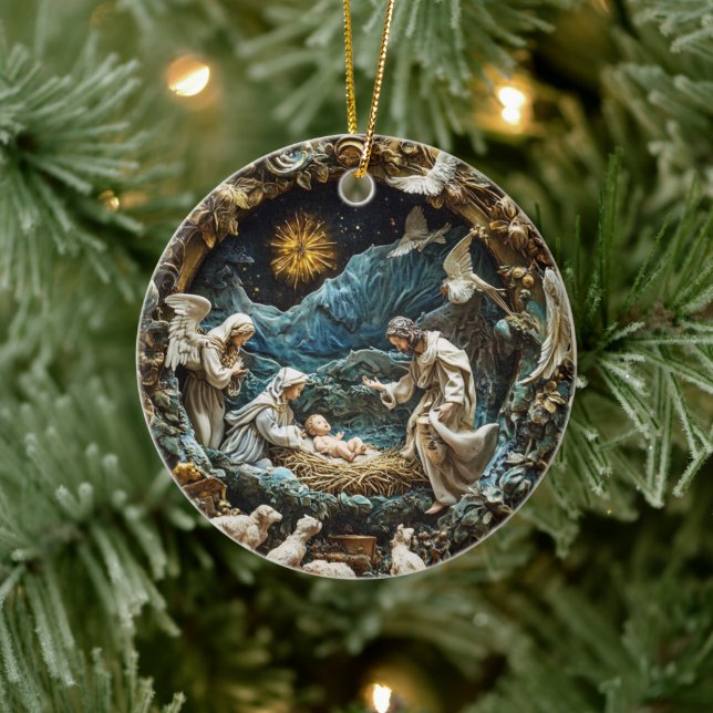 Angelic Nativity mit Starry Night Keramik Ornament (Baum)