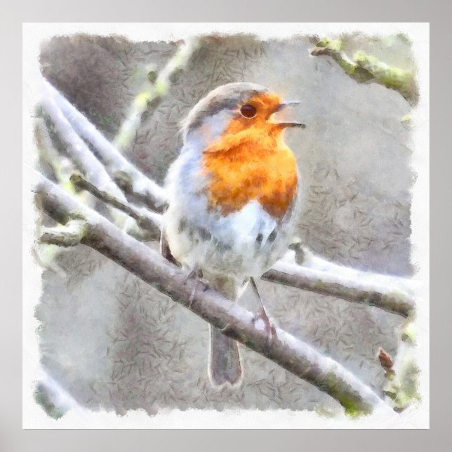 Angelic Robin Watercolor Poster (Vorne)