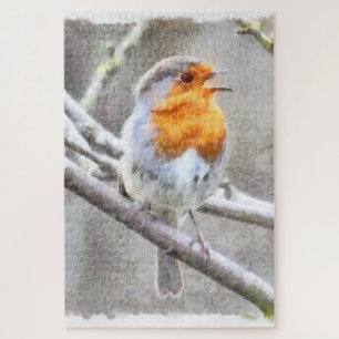 Angelic Robin Watercolor Puzzle