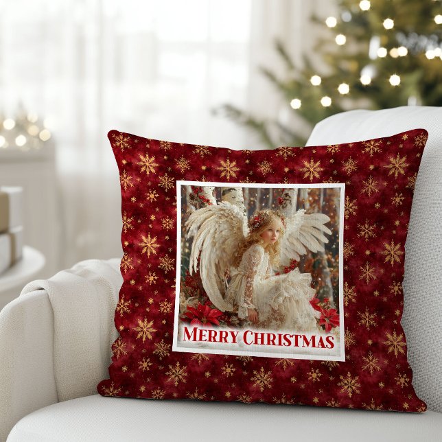Angelic Victorian Angel Red Gold Festive Christmas Kissen (Angelic Victorian Angel Red Gold Festive Christmas Pillow

)