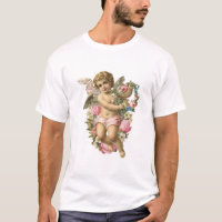 Angelic Vintag Cherub mit Daisies & Pink Roses