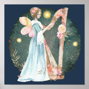 Angelic Winter Music Playing Angel    Poster