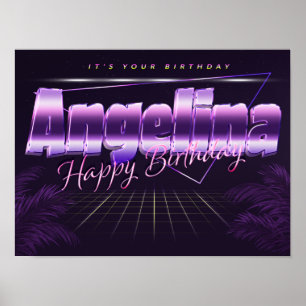 Angelina Name Vorname lila retro Poster Geburtstag
